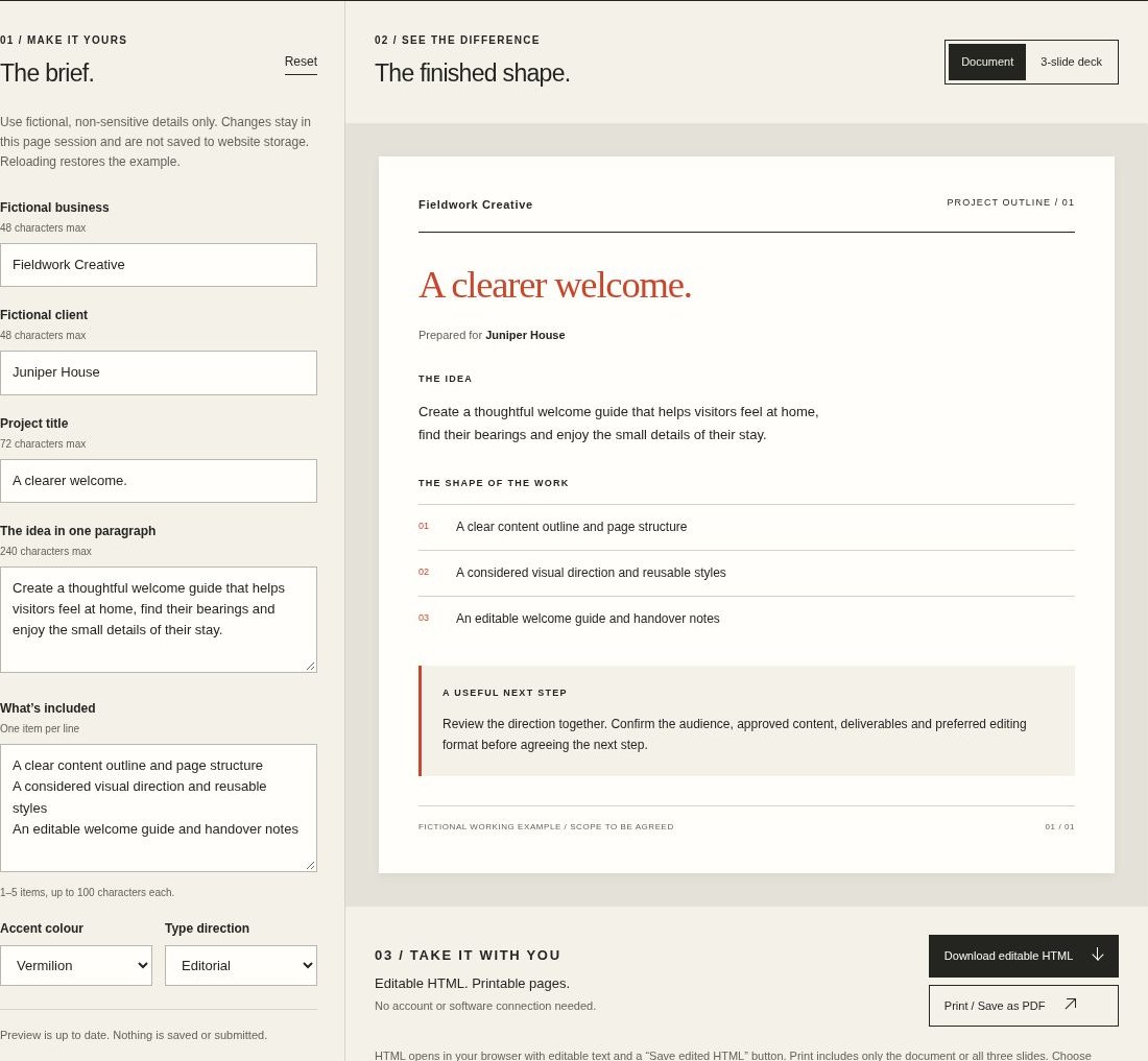 Screenshot preview of the editable document and presentation templates.